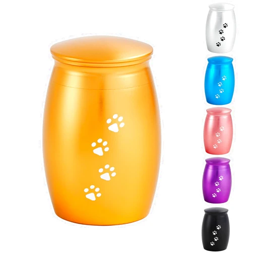 LINES ARTE 2.67 Inches Small Pet Cremation Urns for Dog Ashes,Tiny Urn for Dog or Cats Ashes,Mini Keepsake with Paw Print(Paw Gold)