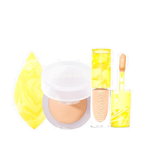 Kosas Mini Cloud Skin Trio - Mini Concealer Tone 1.5 + Mini Setting Powder Breezy + Dual-Ended Blender