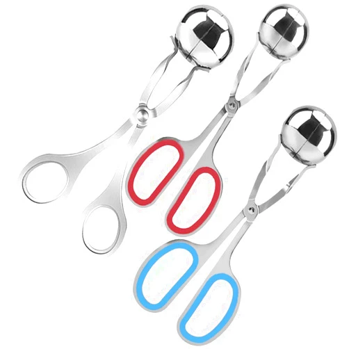 AIFUDA 3 Pcs Stainless Steel Meat Ballers, AIFUDA Nonstick Meatball Scoop Ball Maker Ice Tongs for Cake Pop, Ice Cream Scoop, Fruit, Cookie Dough, Melon
