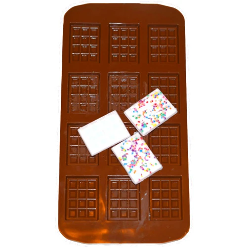TOPOLMOLD (3-Pack) Thin Small Waffle Chocolate Chip Silicone Mold, Mini Rectangle Candy Mold, Healthy Making Break-Apart Fondant, Food-Grade, Heat Resistant, Dishwasher Safe