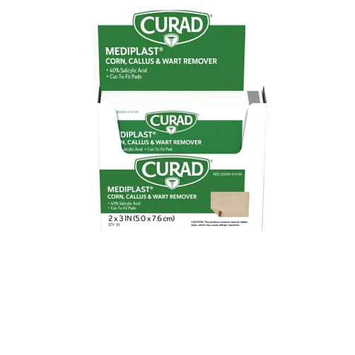 Curad - CUR01496 Mediplast (25 Pads) Corn, Callus, & Wart Remover, 40% Salicylic Acid Pads for topical removal of corns, callus, or plantar warts