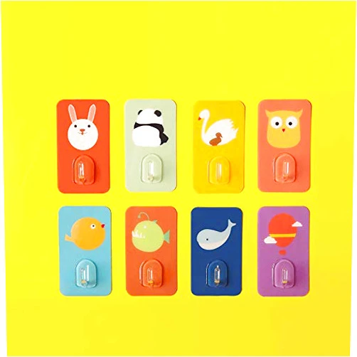 MOVALUE Kids Wall Hooks - Adhesive Wall Hanging Hooks for Kids - Cute Wall Animal Hooks - Towel Hook Child - Childrens Hangers for Bedroom, Bathroom or Nursery, 8 Pack