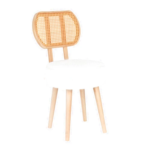 ZYBT Rattan Dining Chair, Boho Makeup Vanity Chair, Kitchen Dining Room Chairs, Mid Century Modern Boucle Chair, Stylish Upholstered Wood Accent Chair, Cute Sherpa Chair, Living Room Chair, 1 Pc