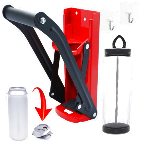Anfu Can Crusher, Can and Bottle Crushe, Can Crusher Wall Mounted, A Can Crusher, Can Crushers for Recycling (16oz, Red)