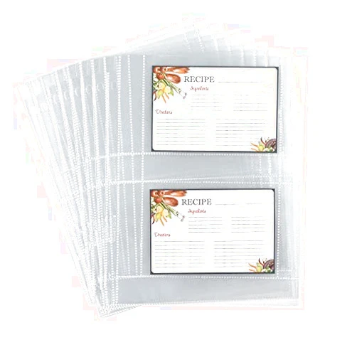 Samsill Recipe Card Page Protectors for 8.5 x 11 Recipe Binder, 4 x 6 Pockets, 2 Pockets, 50 Count, Recipe Book Pocket Page Refill Sheets, Side Margin Loading, for 8.5 x 11 Standard 3 Ring Binders