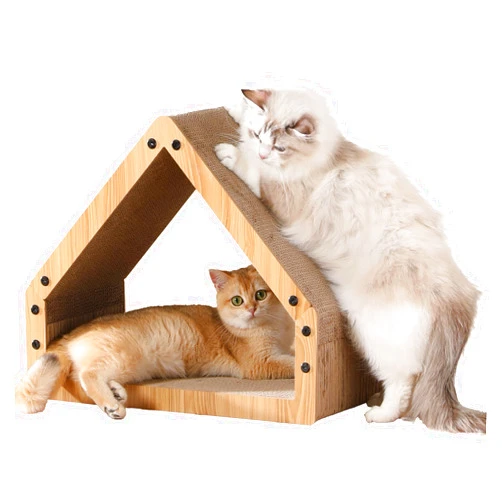 FUKUMARU Cat Scratcher House, Cozy Cardboard Design, Safe and Secure for Kittens, Eco-Friendly, 16.14 in Bevelled Surface, Maximum Load Capacity 22 Lbs