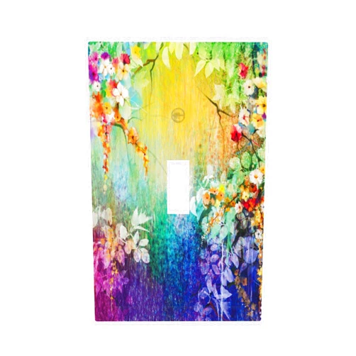 GSRLOD Purple Colorful Watercolor Spring Floral Flowers Lilac Vine Leaves Tree Top 1-Gang Decorative Single Toggle Device Decorator Outlet Light Switch Wall Plate Cover Electrical Switchplate Faceplate Cover