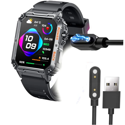 Lamshaw Compatible with Moocii Smartwatch Charger, Magnetic USB Replacement Charger Compatible for Moocii P3 Smartwatch (Black, for Moocii P3)