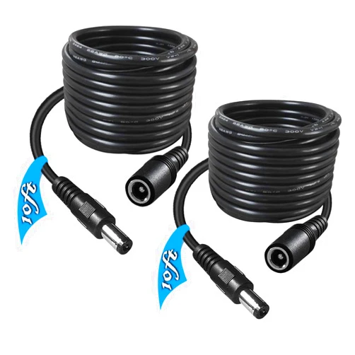 SIOCEN 2-Pack 10FT DC Power Extension Cable,5.5mm x 2.1mm Extension Cord,12v Extension Cord for Security Camera CCTV IP,Router,LED Strip,5V 9V 24V 12 Volt Male to Female Plug Supply Adapter Power Cord