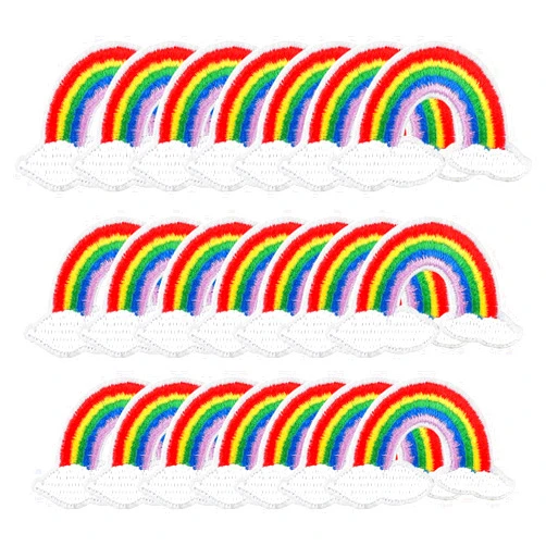 Nicime 21pcs Rainbow Iron/Sew on Patches, Cute Rainbow Cloud Embroidered Applique, Fashion Decoration for Clothes, Hat, Bag, Dress, Shirt, Jeans
