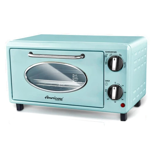 Elite Gourmet by Maximatic Americana Collection ETO147M Diner 50’s Retro Countertop Toaster oven, Bake, Toast, Fits 8” Pizza, Temperature Control & Adjustable 60-Minute Timer 1000W, 2 Slice, Mint