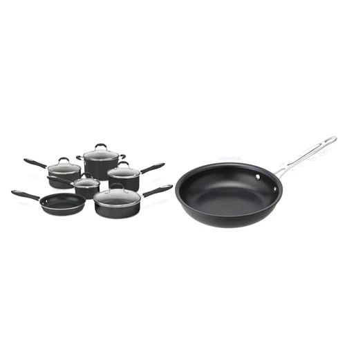 Cuisinart 11-Piece Set Advantage Nonstick Cookware, Black & 622-20 Chef's Classic 8-Inch Open Skillet Nonstick-Hard-Anodized