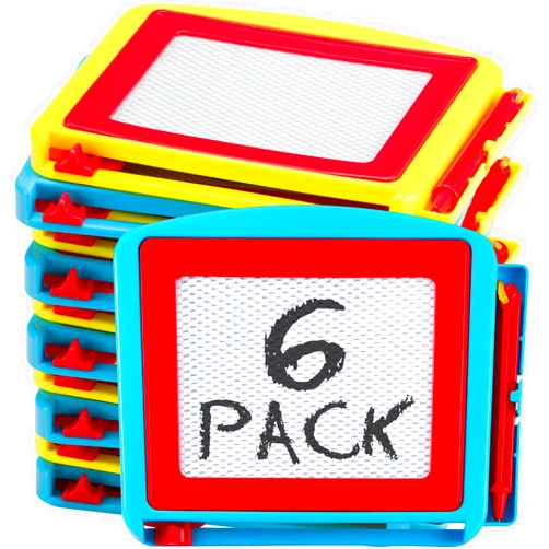 Bedwina Magnetic Drawing Board for Kids - (Pack of 6) Erasable Doodle Sketch Tablet and Travel Writing Pad for Kids Boys and Girls, Birthday Party Favors, Game Prizes and Classrooms