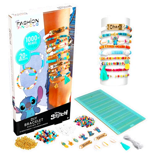 Fashion Angels Disney Stitch DIY Bracelet Making Kit, Includes 1,000+ Shell Beads, Tassels, & More, Lilo & Stitch Collectable Jewelry for Kids, Teen Girls & Boys