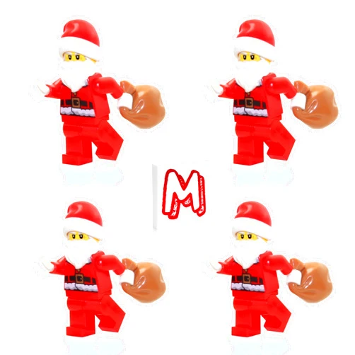 LEGO Holiday Minifigure - Santa Claus (with Toy Sack) 4 Pack with Minifigureland Tile