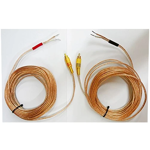 Iecables Pair of Gold Plated Metal RCA (Phono) Red/Black Connectors to Open 16 awg Speaker Wire Leads (Heavy Duty 16 Gauge Perfect for Amplifiers and Subwoofers) 25 Feet