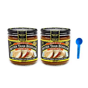 Better Than Bouillon Turkey Base 8oz (2 Pack) Bundle with PrimeTime Direct Teaspoon Scoop with BTB Authenticity Seal