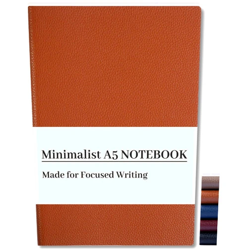 CAGIE Lined Journal Notebook for Men & Women,176 Pages A5 Medium Size, Softcover Leather Journals for Writing, College Ruled Notebook for Work & School, 100 GSM Thick Paper (5.7'' x 8.3'') (Brown)