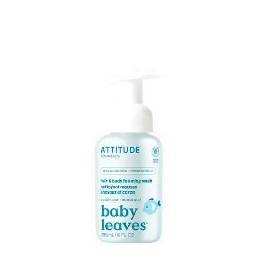 ATTITUDE 2-in-1 Hair and Body Foaming Baby Wash, EWG Verified Shampoo Soap, Dermatologically Tested, Made with Naturally Derived Ingredients, Vegan, Good Night, 10 Fl Oz