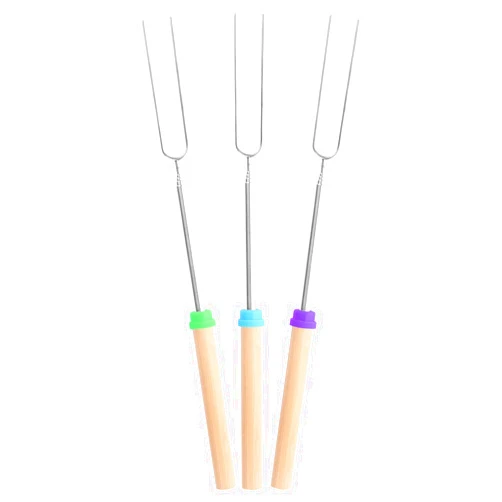 MIDELONG Marshmallow Roasting Sticks 32 inch Smores Skewers Telescoping Forks Stainless Steel BBQ Hot Dog Sticks for Camping Campfire Bonfire Fire Pit Tools, Pack of 3