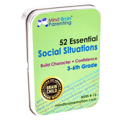 Mind Brain Emotion 52 Essential Social Situations - Social Skills Activities for Kids (3-6th Grade) - Social Emotional Learning & Growth Mindset for Family, Classroom, Counseling - Conversation Card Games for Kids 8-12