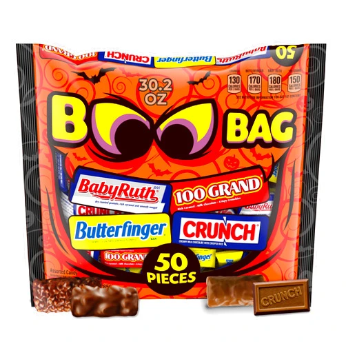 Butterfinger, CRUNCH, Baby Ruth, 100 Grand Mini and Fun Size Assorted Candy Bars, Bulk 50 Count Pack, 30.2 oz