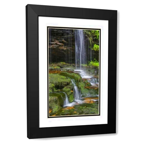 ArtDirect Pennsylvania Waterfall in Ricketts Glen SP III 13x18 Black Modern Wood Framed with Double Matting Museum Art Print by OBrien, Jay