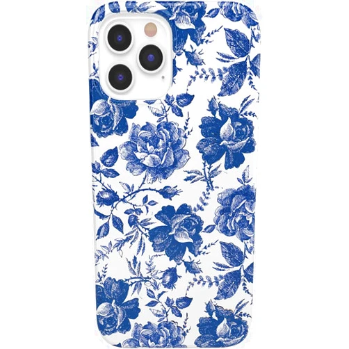Casely iPhone 12/12 Pro Floral Case | Rose to Fame | Blue & White Rose Case