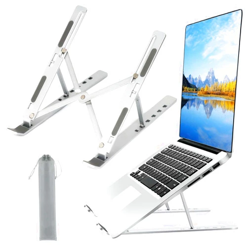 Xcdhemde® Laptop Stand for Desk, Aluminum Alloy-Laptop, 6-Level Adjusment, Ventilation and Heat Dissipation, Sturdy and Durable, Silver (8-16”)