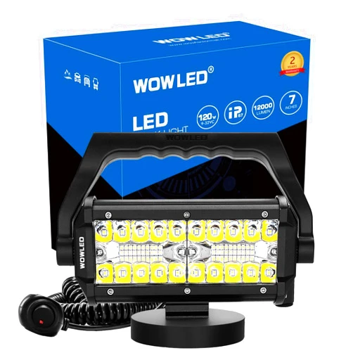 WOWLED WFPOWER Portable LED Work Light with Magnetic Base, 120W Super Bright Waterproof Flood & Spot Lights Job Site Lighting Fog Lights for SUV Boat Bar Truck Outdoor Camping Car Repairing Emergency Lights