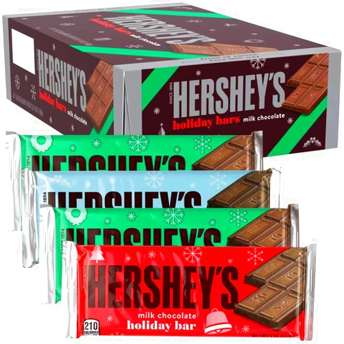 Taboom Hershey's Milk Chocolate Holiday Bars - 36 Count of Individually Wrapped Chocolate Bars Full Size Candy Melt in Your Mouth Indulgence - Delicious Candy Bars Chocolate for Kids and Adults, 1.55oz Each