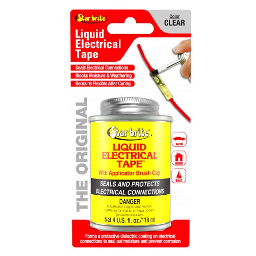 STAR BRITE Liquid Electrical Tape, Clear - 4 OZ Can with Applicator Brush - Waterproof, UV-Resistant, Dielectric Sealant for Wires & Cables, Marine & Home Use (084108B)