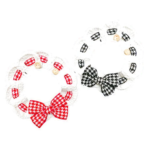 Jatmira 2Pcs Cute Cat Collar Breakaway Floral Aesthetic Cats Bowtie Collar Knitted for Indoor Cats and Small Dogs Puppies Christmas (L (13-20lbs))