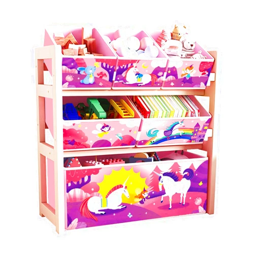 Jomifin Kids Toy Organizer for Boys Girls, 6 Storage Bins Large Storage Capacity Best Toy Storage Solution for Playroom, Nursery (Pink)