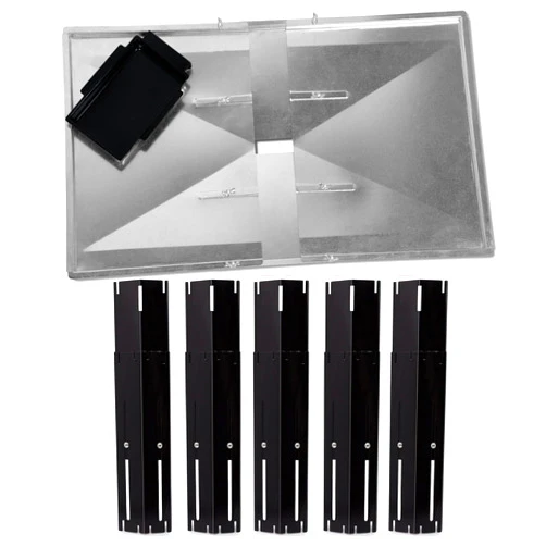 Outdoor Bazaar (27-30 inches Adjustable Grease Tray and 5-Pack Universal Heat Tent/Heat Plate/Heat Shield/Flame Tamer for BBQ Gas Grills, Universal Grill Replacement Parts Bundle