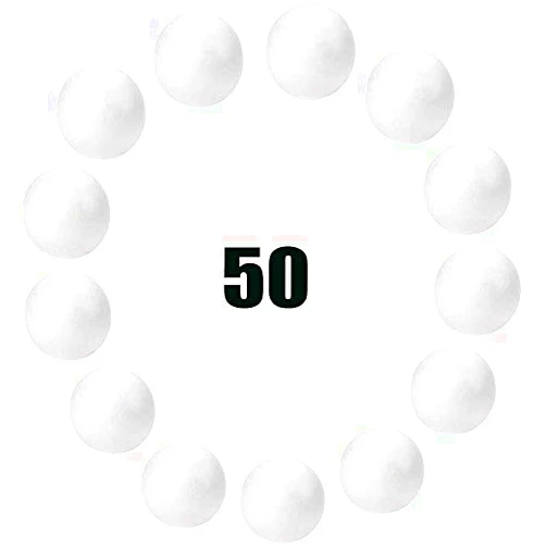 hesmartly 50-Pack 1Inch White Craft Balls for Crafts, Smooth Round White Foam Balls, Craft Supplies for DIY Decorations