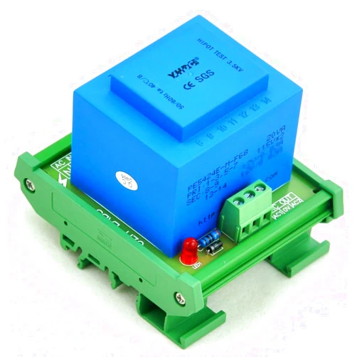Electronics-Salon 20 Watt(VA) DIN Rail Mount Power Transformer Module (in: 115VAC, Out: 24VAC)
