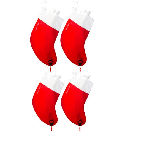 PARTY FLASKS AND MORE! Party Flasks Santa Stocking Drink Wine Beverage Dispenser Holder Funny Holiday Gag Gifts Yankee Swa for Christmas Party Celebration – Pack of 4