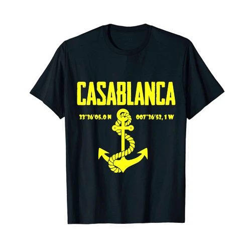 Casablanca Marokko Tennisclub Marokkaner Küste Casablanca Harbour City Anchor Coordinates Morocco Africa T-Shirt