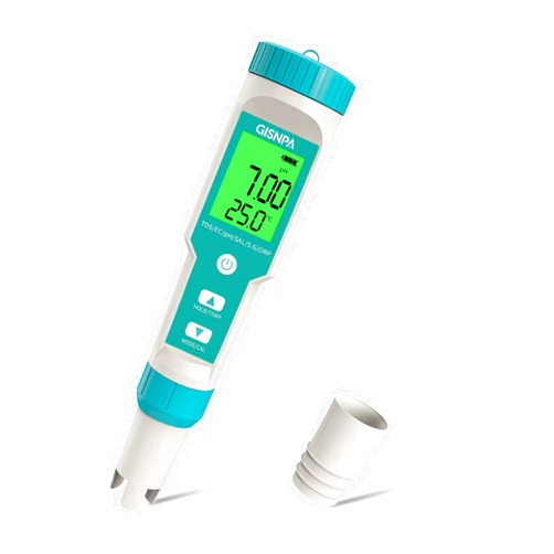 GISNPA 7 in 1 pH/TDS/EC/ORP/S.G/Salinity/Temp Meter with ATC pH Tester, 0.01 Resolution High Accuracy Digital pH Meter, Water Tester for Drinking, Hydroponics, Swimming Pool and Aquarium
