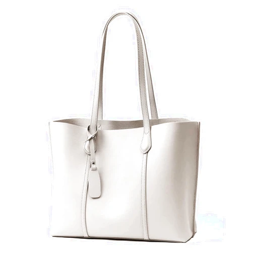 PORRASSO Women's Tote Handbag - Large Fashion PU Leather Top-Handle Bag for Work, Travel & Shopping - White