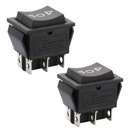 Baomain Momentary Rocker Switch 6 Pin DPDT Button On/Off/On AC 250V/10A 125V/15A Black Pack of 2