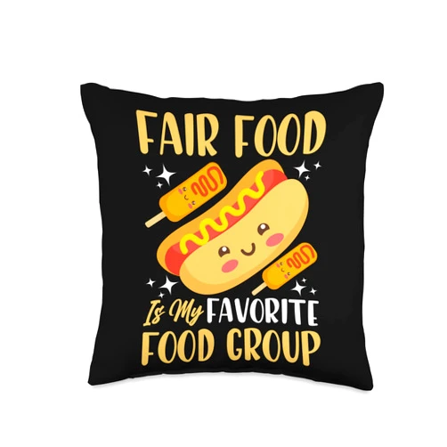 County Fair And State Fair Designs for Kids County Fair Favorite Food Group Throw Pillow, 16x16, Multicolor