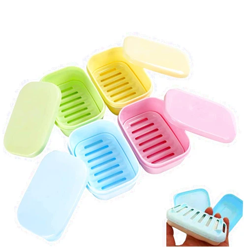 PUTING 4 Pack Plastic Bar Soap Holder, Portable Travel Soap Container with Removable Drainers, Leakproof Soap Box Soap Case Soap Dish with Cover for Bathroom Shower Home Outdoor Camping Travel