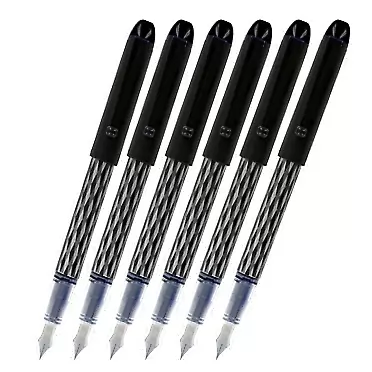 PILOT 6 PACK: Pilot Varsity Disposable Fountain Pens, Black Ink, Single Pen (90010)