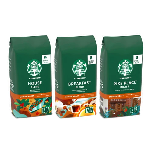 Starbucks Medium Roast Whole Bean Coffee, Variety Pack, 3 bags (12 oz each)
