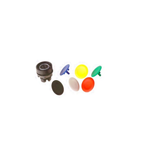 Schneider Electric ZB5AA9 Harmony XB5 Non-Illuminated Push-Button Head, Dark Grey Plastic Bezel, Fits 22mm Diameter Cutouts, Spring Return, with 6 Flush Unmarked Colored Caps