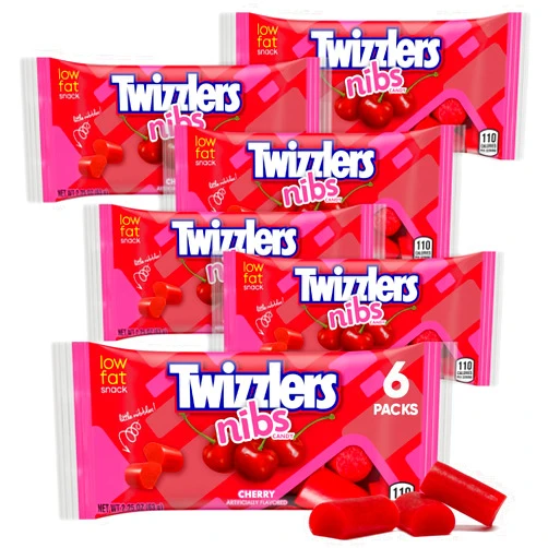 CHAIN & JO SWEETS Licorice Candy Cherry Flavored Nibs 2.25oz 6 Packs - Chewy Confection Bursting with Tangy Cherry Goodness, Low Fat & Cholesterol Free, Candy Halloween Red Vines Old Time Retro Candy