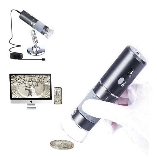 Cainda HD 4K 3840x2160P WiFi Digital Microscope Camera for iPhone Android Phone and Windows Mac PC, Wireless Handheld Microscope, Portable Microscope with Stand for Adults and Kids
