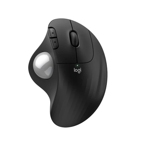 Logitech Ergo M575S Wireless Trackball Mouse, Wireless Ergonomic Mouse with Bluetooth and Encrypted Dongle, Comfortable Thumb Control, Precise and Smooth Tracking, for PC/Mac - Black Silver Ball
